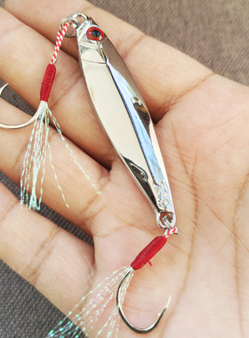 前后双单钩铁板超亮电镀金银色路亚饵飘落泳姿假饵翘嘴鳡鲈鱼鲅鱼