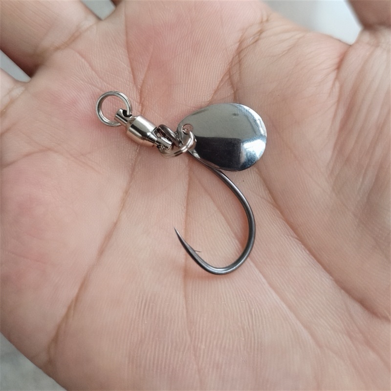 路亚铁板单钩压偏双圈轴承转环旋转亮片钩钓鲅鱼马鲛鳡鱼防锈钩子