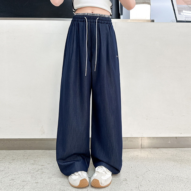 女童牛仔裤夏季薄款2026新款儿童天丝裤子女孩宽松阔腿裤大童直筒