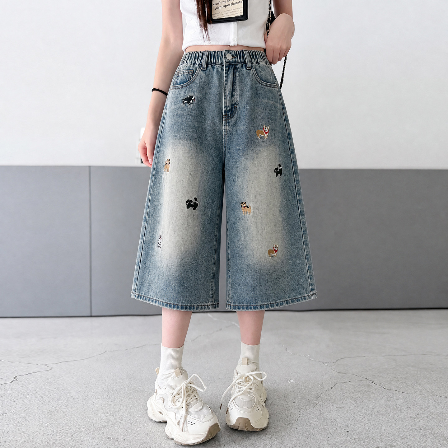 女童七分裤儿童牛仔裤夏季薄款2026新款夏装初中生女孩中裤子大童