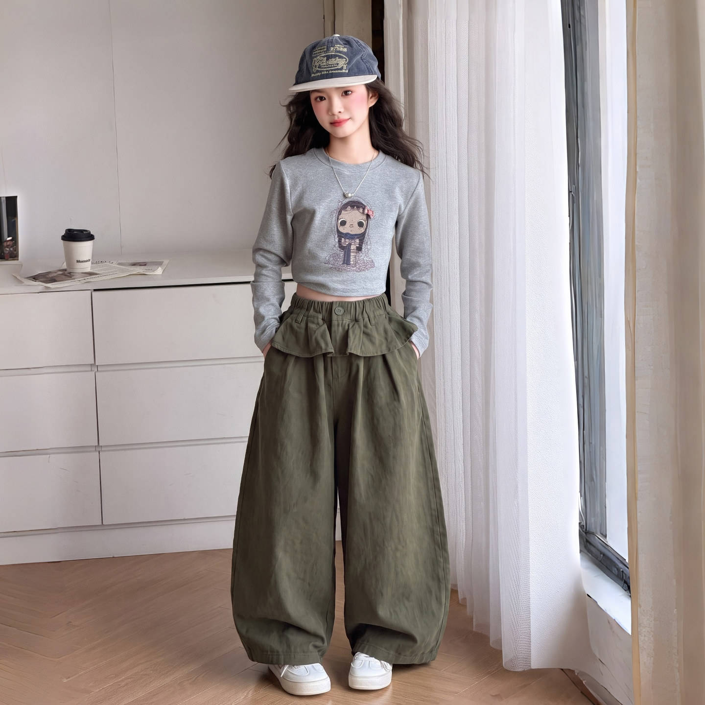 女童裤子秋装2026新款宽松洋气春秋季大儿童长裤初中生女孩弯刀裤