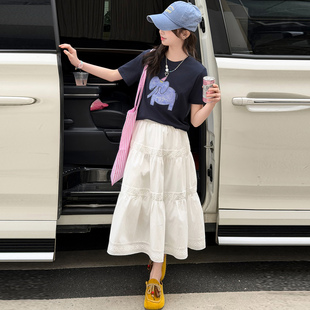 女童夏套装2026新款儿童短袖T恤半身裙子两件套女孩夏季薄款大童