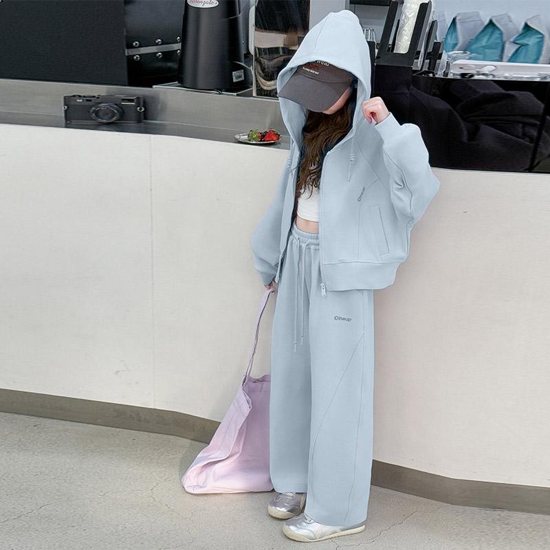 女童秋装2025新款套装时髦洋气运动儿童连帽卫衣两件套小女孩衣服