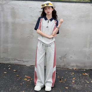 童装女童夏季套装2026新款儿童短袖polo衫小女孩运动两件套中大童
