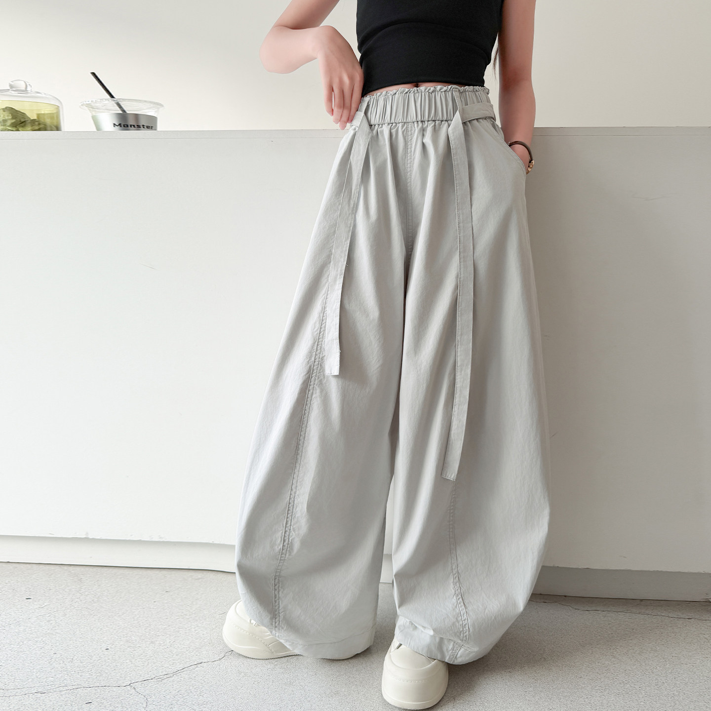 女童裤子夏季薄款2026新款夏装儿童长裤初中生女孩弯刀裤宽松大童