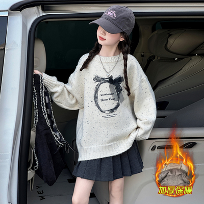 女童毛衣2025新款秋冬季儿童针织衫内搭女孩打底毛线衣加厚中大童