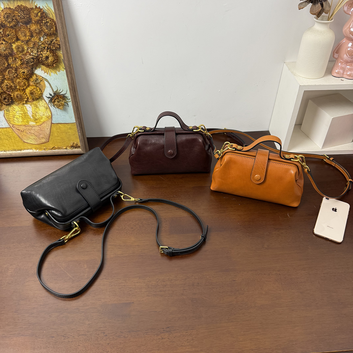 MrFu复古波士顿包植鞣牛皮医生包