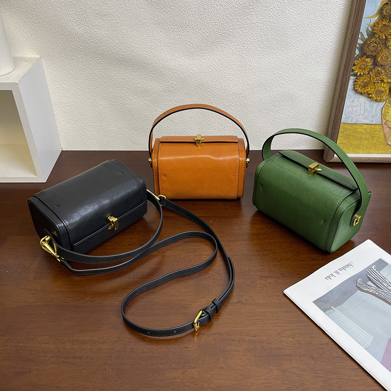 MrFu头层牛皮方盒子包时尚女包