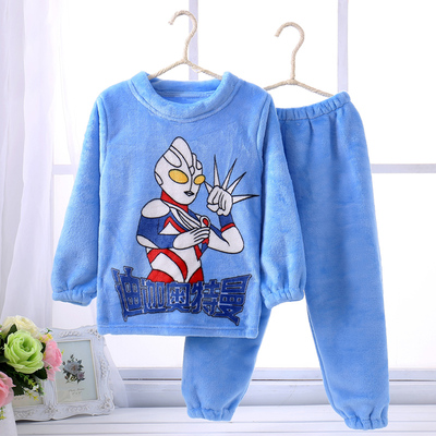 儿童奥特曼家居服法兰绒睡衣秋季