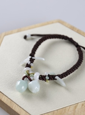 中国风 传统手工艺 玉石编织手链手串 路路通 花生 如意 一个价