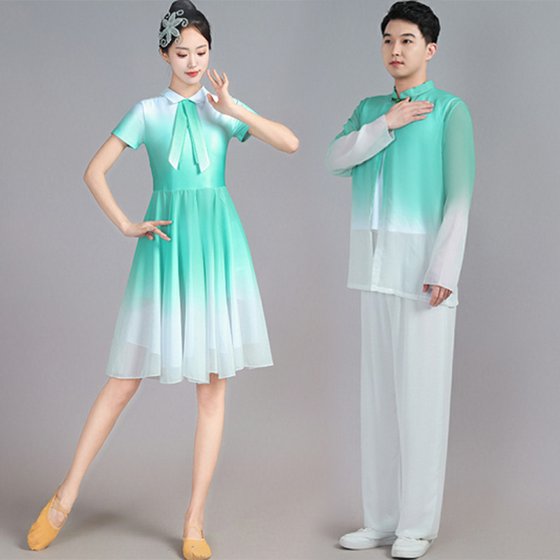 中学生合唱团演出服女舞蹈服装红歌现代舞青春活力连衣裙快板成人