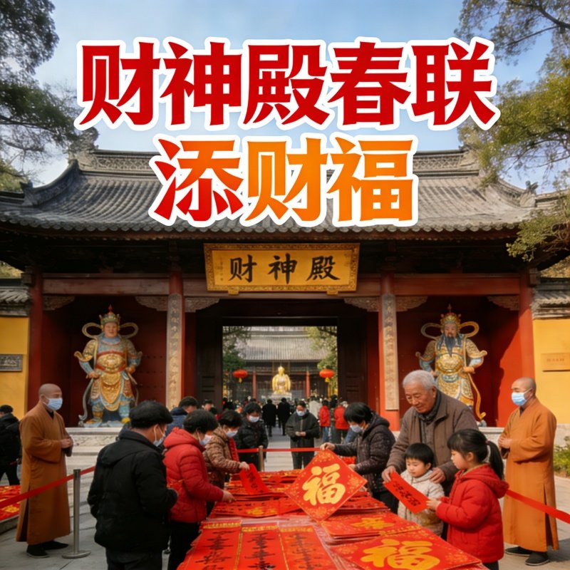 招财进宝财神殿春联门贴中国红新年春节祝福贴纸关公张飞门神贴,家居饰品,门贴,淘宝优惠券,粉丝福利购,淘宝优惠卷