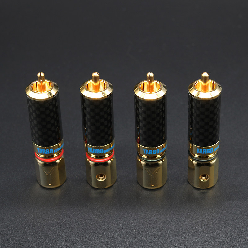 雅堡yarbo audiophile rca-018gcf 碳纤壳镀金莲花头 rca接线端子