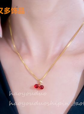 简约个性ins红色轻奢气质项链