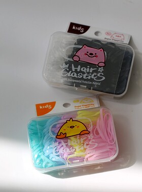 Msmp 100PCS 强拉不断黑色彩色橡皮筋小发圈 便携盒装小头绳