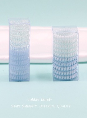 Hair circle 夏日的一抹蓝 电话线发圈发绳皮筋干净透明清新头绳