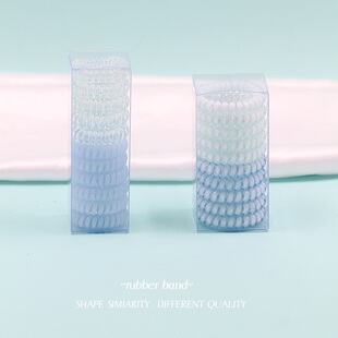 Hair 夏日 一抹蓝 电话线发圈发绳皮筋干净透明清新头绳 circle