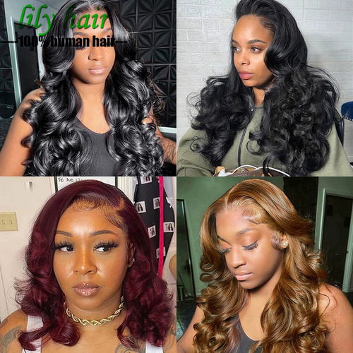 P4/30 bouncy loose human hair 13*4 lace front wig 300density