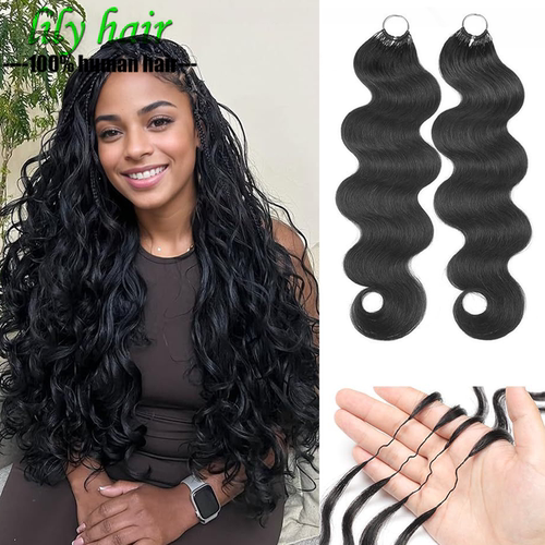 Feather Body Wave Crochet Human Hair Boho Braids Extensions