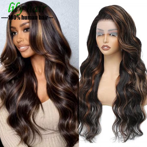 Body Wave Human Hair Highlight P1b/30 13x4 Lace Frontal Wigs