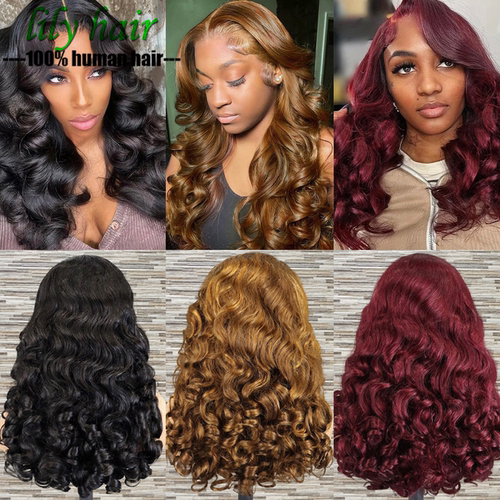 300% Density Bouncy Loose 99j Human Hair 13*4 Lace Front Wig