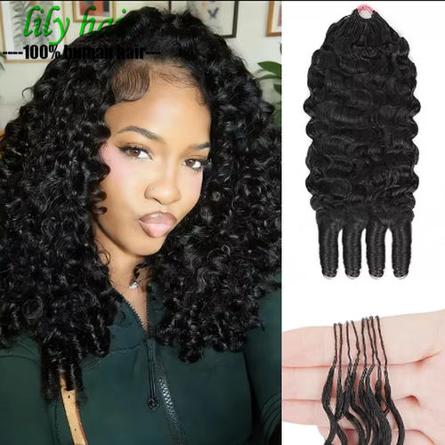 Burmese Curly Crochet Human Hair Knotless Feather Extensions