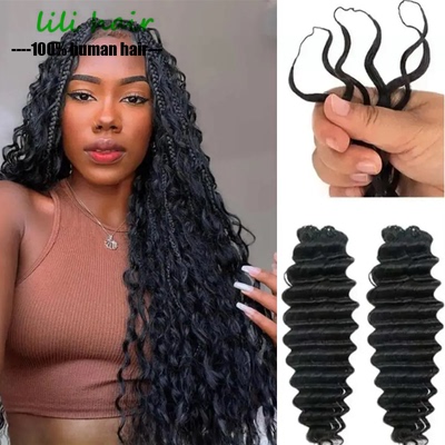 Feather Crochet Human Hair Deep Wave Boho Braids Extensions