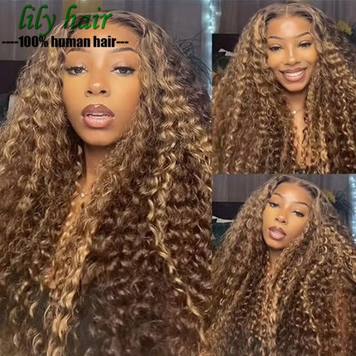 Water Wave Highlight P4/27 Human Hair 13x4 Lace Frontal Wigs