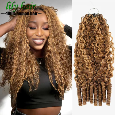 Highlight P4/27 Burmese Curly Crochet Feather Human Hair 50G