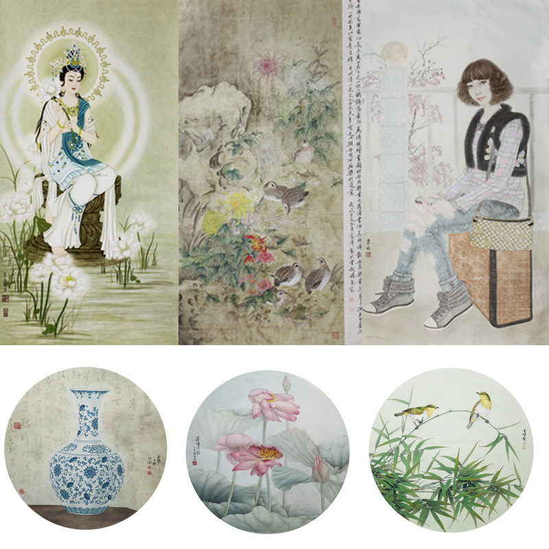 P294院体杯工笔画展高清大图素材 古典花卉人物动物风景国画图库