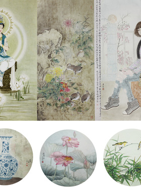 P294院体杯工笔画展高清大图素材 古典花卉人物动物风景国画图库