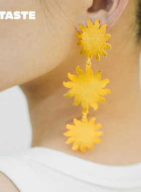 XTASTE 哥伦比亚 PAJARA PINTA三个太阳耳环镀金配饰高级复古设计