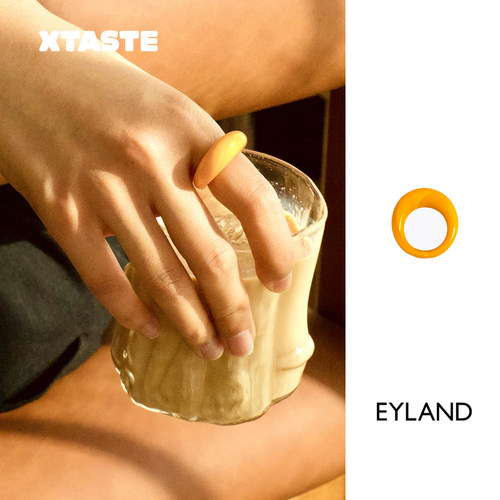 XTASTE Eyland Jewellery橘色玻璃戒指时尚款个性百搭