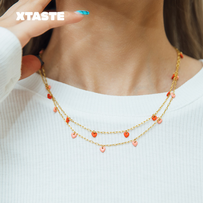 XTASTE 丹麦 LULU Copenhagen 多颗爱心吊坠项链时尚