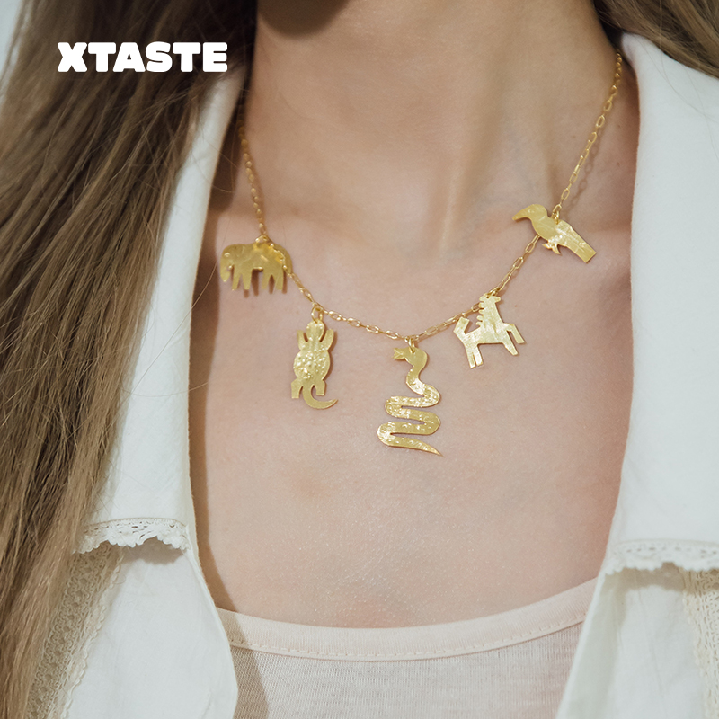XTASTE 西班牙 APRES SKI 多动物吊坠项链镀金配饰毛衣链复古高级