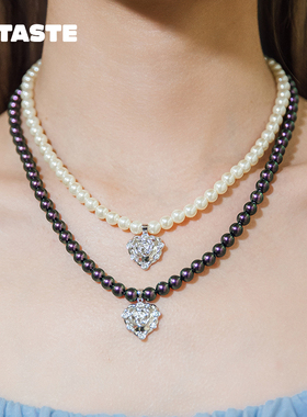 XTASTE USELESSOBJECTS 玫瑰爱心珍珠项链原创低奢锁骨链高级时尚