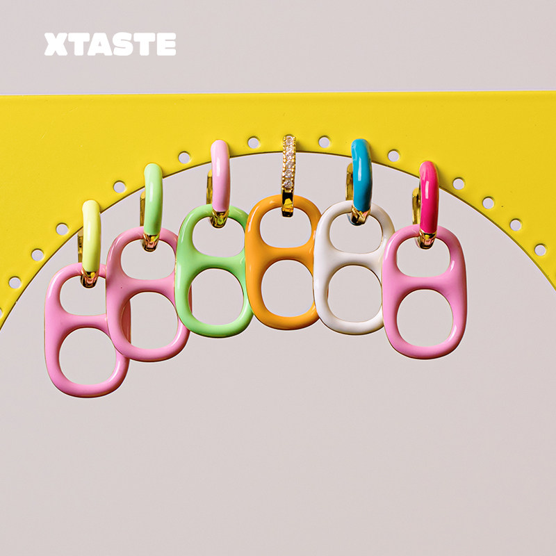 XTASTE 美国 BonBonWhims 彩色珐琅瓶盖吊坠耳环原创
