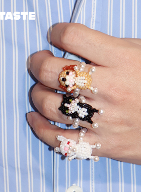 XTASTE SNBC【小兔串珠戒指】小众设计戒指配饰女