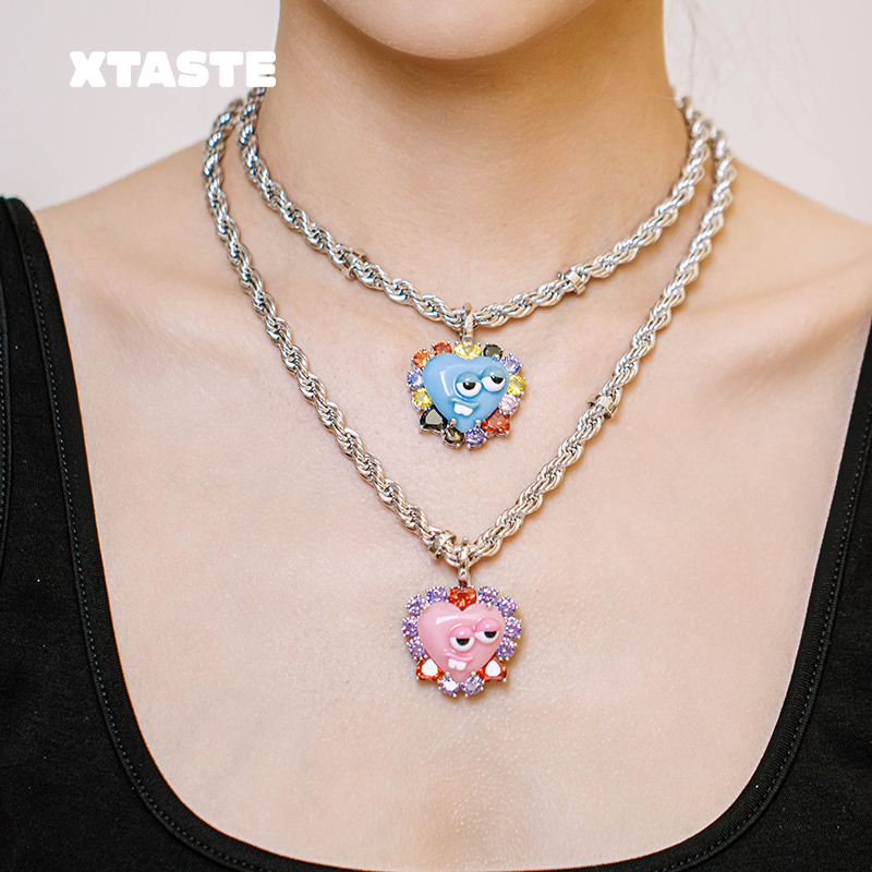 XTASTE TysGrocery 鬼脸项链小众设计链条高级感锁骨链毛衣链轻奢