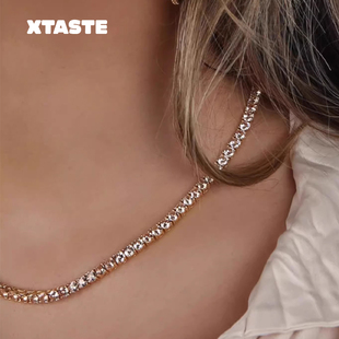 CRYSTAL 挪威 XTASTE HAZE满锆石项链高级叠戴锁骨链 限时7折