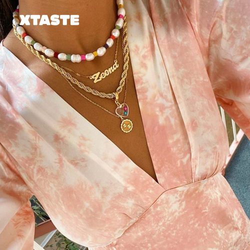 XTASTE 希腊 MATHE 彩色串珠珍珠项链锁骨链百搭可爱