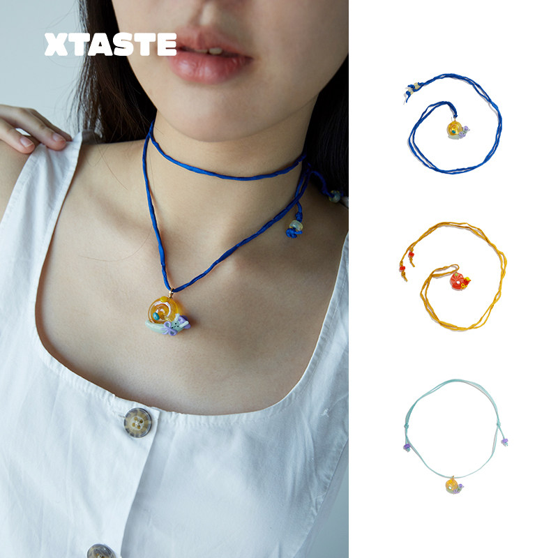 周雨彤同款 XTASTE bonbonmuseum voyage 可爱缎带蜗牛吊坠项链