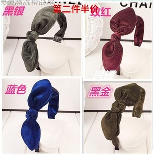 韩版简单新款发箍 时尚亮闪兔耳朵 气质款手工布艺饰品发卡