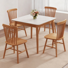 岩板餐桌家用小户型原木饭桌简约正方形桌子八仙桌北欧实木小方桌