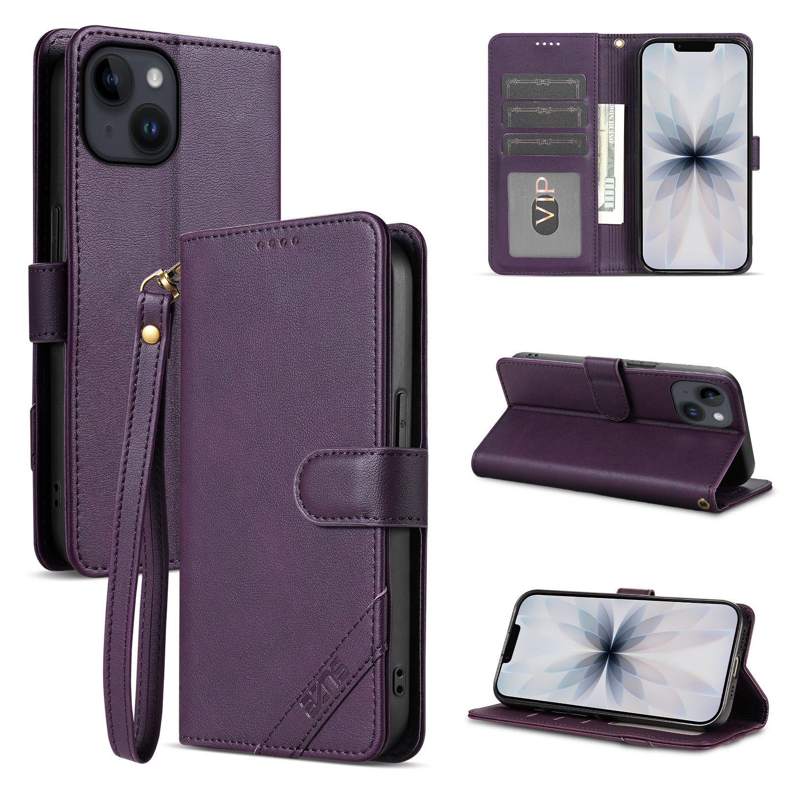 适用苹果13手机壳防摔苹果iPhone13翻盖皮套插卡钱包款式全包软胶保护套男女时尚软胶简约皮夹高档耐用