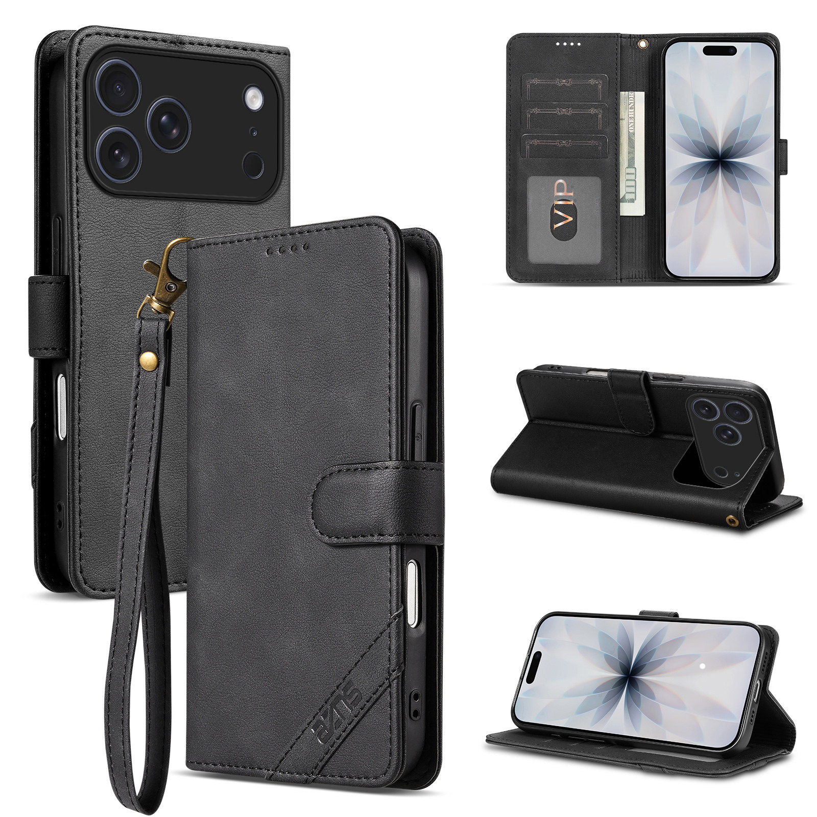 适用苹果18Pro手机壳防摔iPhone18Pro翻盖皮套插卡钱包款式全包软胶保护套男女时尚软胶简约皮夹高档耐用