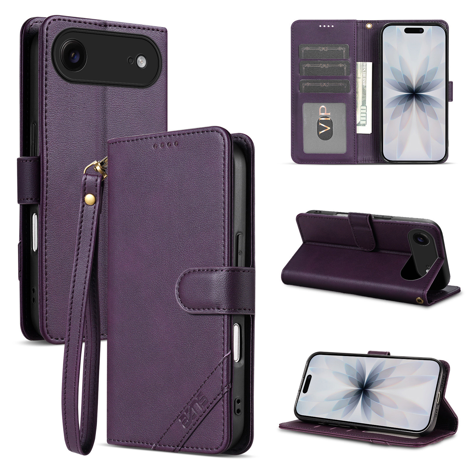 适用苹果iPhone Air手机壳防摔苹果17Air翻盖皮套插卡钱包款式全包软胶保护套男女时尚软胶简约皮夹高档耐用