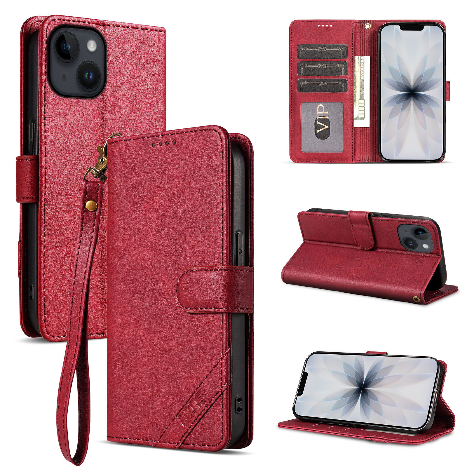 适用苹果14Plus手机壳防摔苹果iPhone14Plus翻盖皮套插卡钱包款式全包软胶保护套男女时尚简约皮夹高档耐用