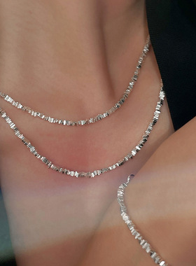 几何碎银项链锁骨链毛衣链时尚女