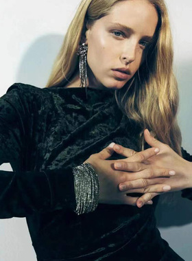 多层手链合金镶钻水钻嘻哈潮流女